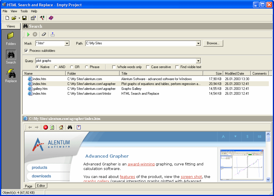 Screenshot for HTML Search and Replace 1.01