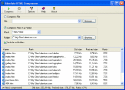 HTML optimizer screenshot